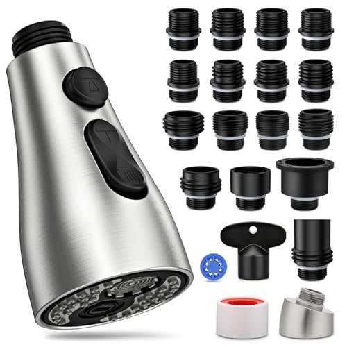 Kitchen Faucet Head Replacement 3 Modes with 17 Adapters