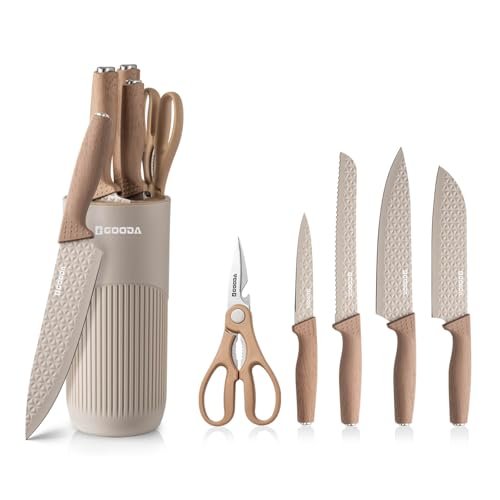 GOODA Kitchen Knife Set With Block,6-Piece Professional...