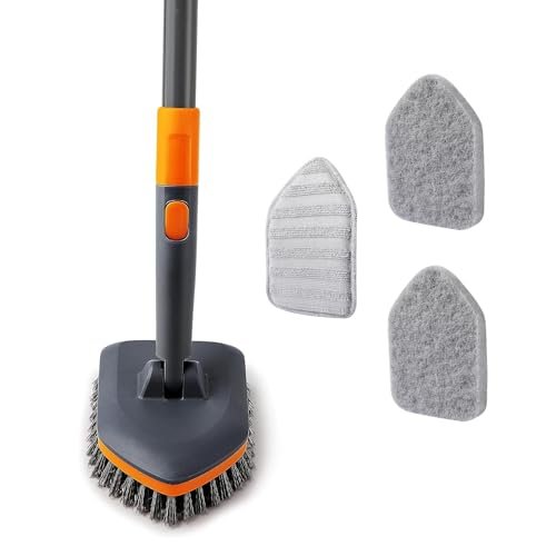 CLEANHOME Tile Tub Scrubber Brush with 3 cleaning heads