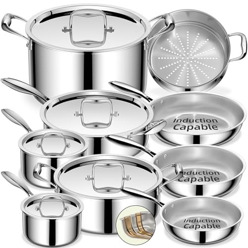 Umite Chef Stainless Steel Cookware Set, 5 Ply 14 Piece