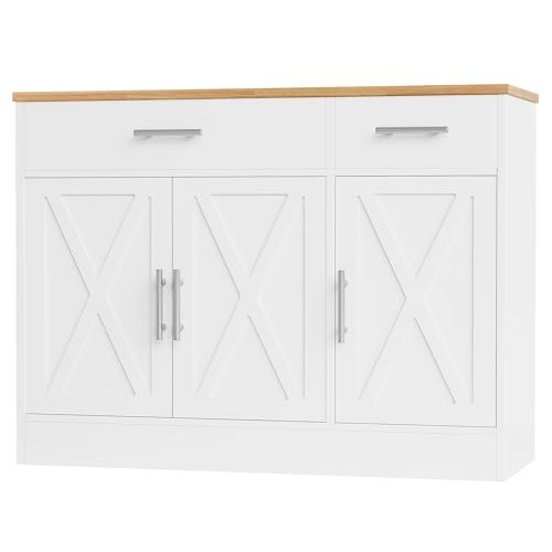 Shintenchi Modern Farmhouse Sideboard Buffet Cabinet with 3...