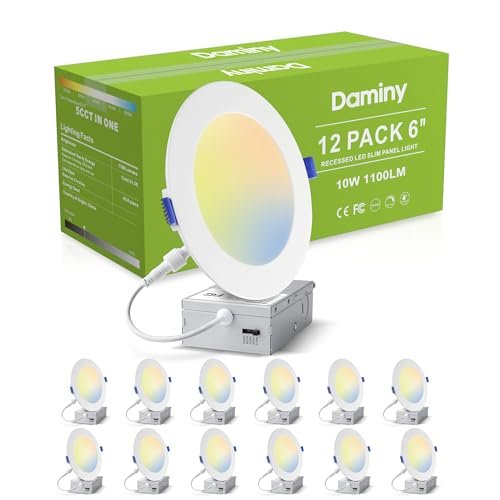 DAMINY 12 Pack 6 Inch LED Recessed 5CCT Canless Lighting
