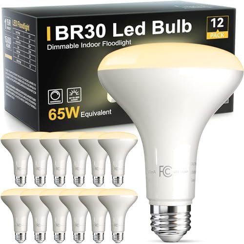 TJOY 12 Pack BR30 Flood Light Bulb Dimmable 65W Equivalent