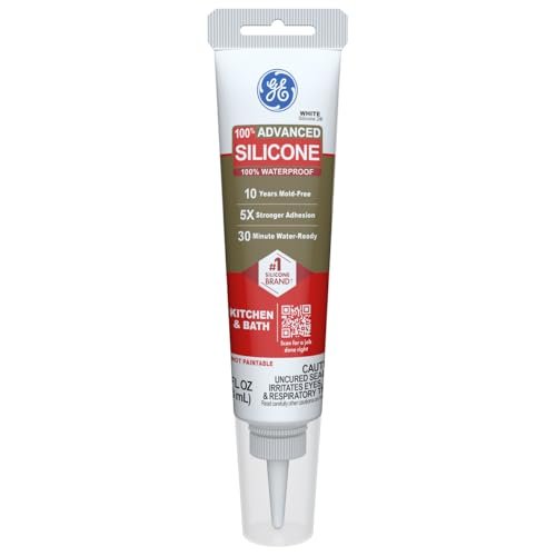 GE Advanced Silicone Caulk for Kitchen & Bathroom, White