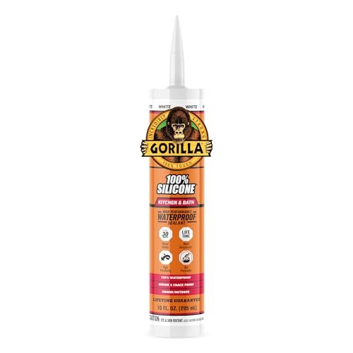 Gorilla 100% Silicone Sealant Caulk Kitchen & Bath, White