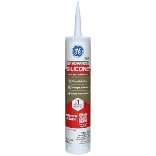 GE Advanced Silicone Caulk for Kitchen & Bathroom, Clear