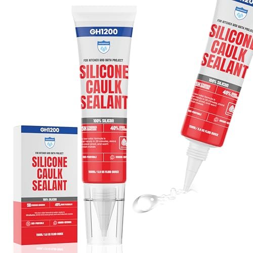 GH1200 150 ML/5 FL Oz Silicone Caulk Clear Waterproof...