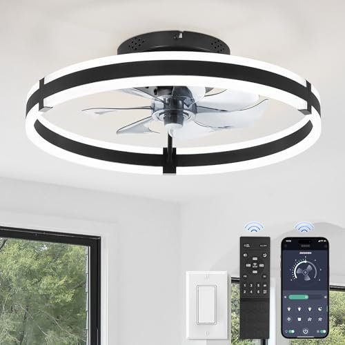 ZMISHIBO Ceiling Fans with Lights and Remote, Low Profile...