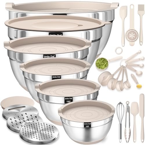 Mixing Bowls with Airtight Lids Set, 26PCS Stainless Steel