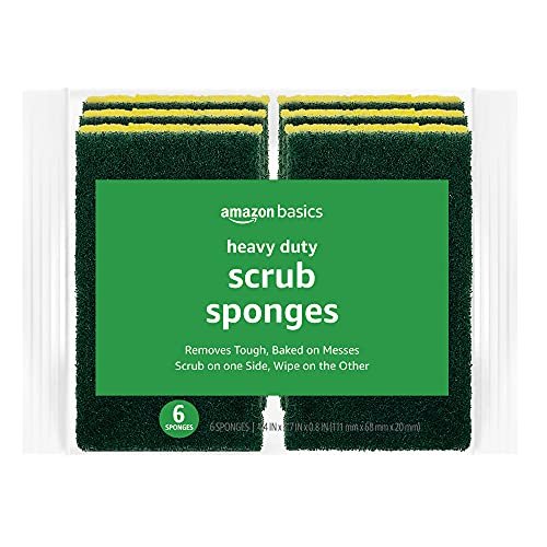 Amazon Basics Heavy Duty Scrub Sponges, Dual-Sided, 6-Pack