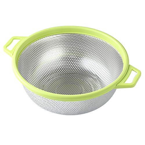 HiramWare Stainless Steel Colander With Handle and Legs,...