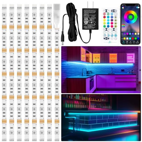 LAFULIT 8 PCS RGB Under Cabinet Lights Kit with Remote