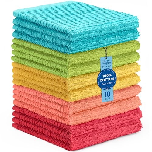 DecorRack 100% Cotton Bar Mop Towels, Kitchen Absorbent...