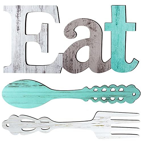 Jetec Set of Eat Sign, Fork and Spoon Wall Decor