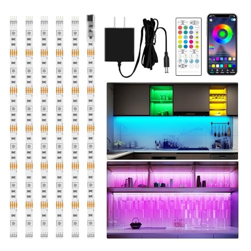 maylit 6 PCS RGB Under Cabinet Lighting Kit with App