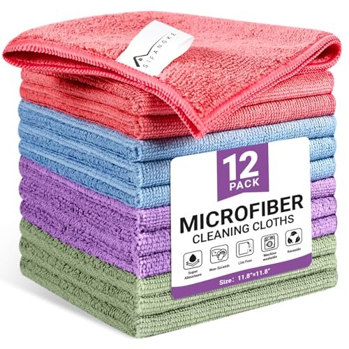 SIFANGKE Microfiber Cleaning Cloth, 12 Pack Assorted Color...