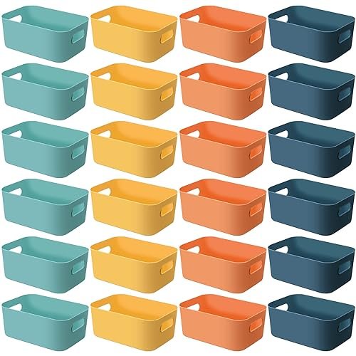 Geetery 24 Pcs Plastic Storage Bins, 10 Inch Pantry Baskets