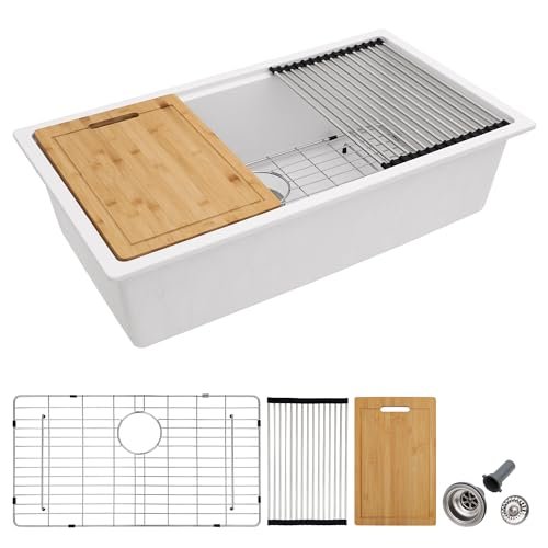 Fulorni 33x19 Granite Composite Kitchen Sink - White...