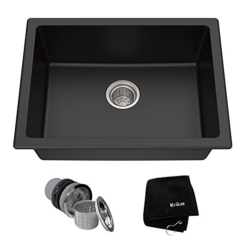 KRAUS Quarza 24-inch Kitchen Sink Drop-In/Undermount Single...
