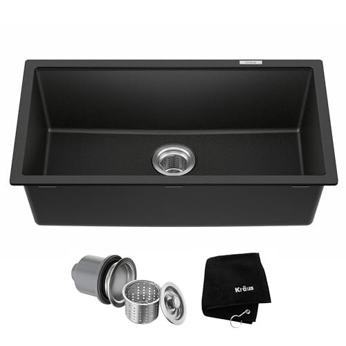 KRAUS Quarza 31-inch Undermount Single Bowl Granite Kitchen...