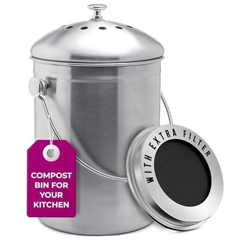 EPICA Countertop Compost Bin Kitchen | 1.3 Gallon Stainless...
