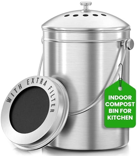 Utopia Kitchen Indoor Compost Bin Kitchen, Odorless...