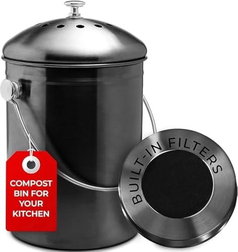 EPICA Countertop Compost Bin Kitchen | 1.3 Gallon Stainless...