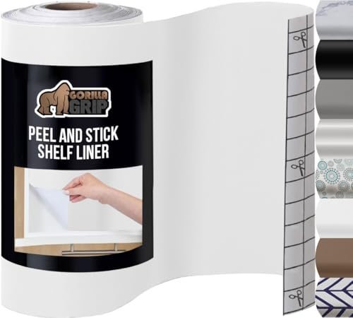 GORILLA GRIP Peel and Stick Paper, Removable White Shelf...