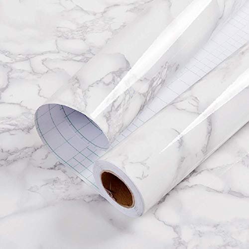 practicalWs Glossy Marble Contact Paper Granite White/Grey...