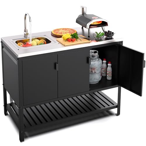 CCDVVD Stainless Steel Outdoor Sink with Cabinet, Large...