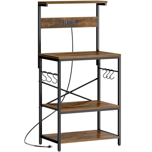 SUPERJARE Kitchen Bakers Rack with Power Outlet, Coffee Bar...