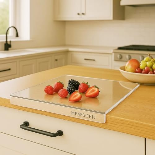 Acrylic Cutting Board with Counter Lip, Clear Kitchen...