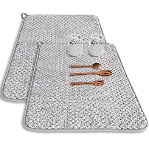 2 Pack Microfiber Dish Drying Mat,24*17 inch Absorbent Gray