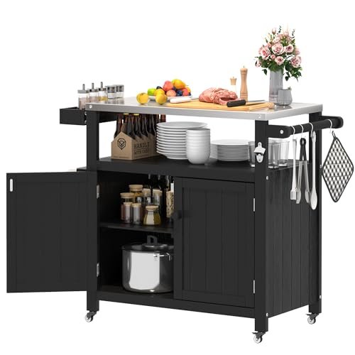 Sunnibety Weatherproof HIPS Outdoor Kitchen Island with...