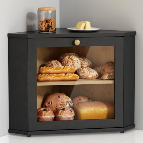Goozii Corner Bread Box for Kitchen Countertop, Two Layer...