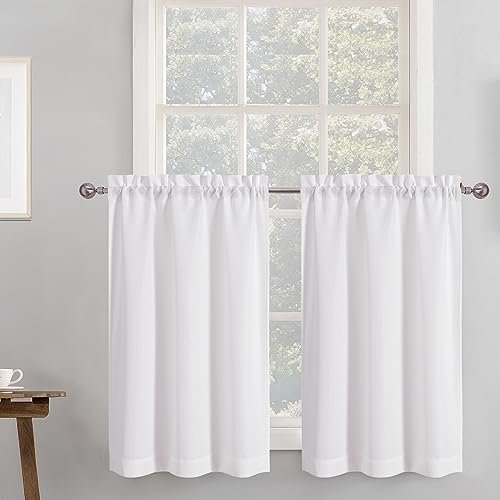 Chyhomenyc 2 Panels White Kitchen Curtains 36 Inch Tier Set