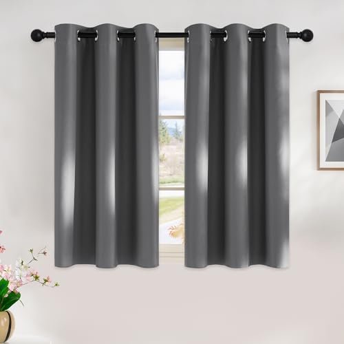 NICETOWN Grey Kitchen Blackout Short Curtain Panels,...