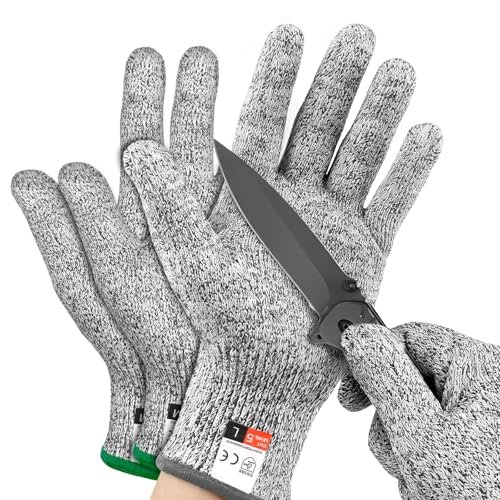 Mkobon 2 Pairs Cut Resistant Gloves Level 5 Protection