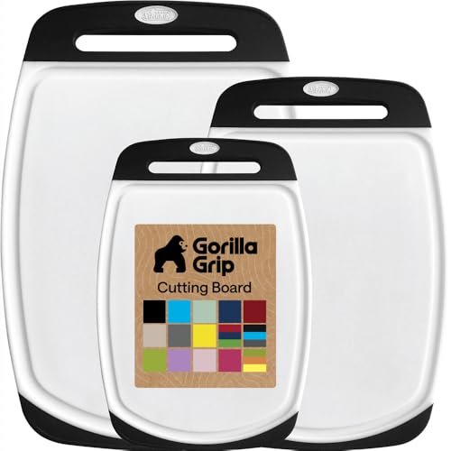 GORILLA GRIP BPA-Free Reversible Kitchen Cutting Board Set...