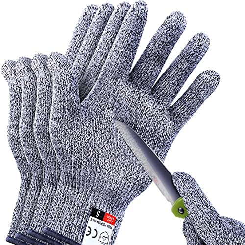 THOMEN 4 PCS (M+L) Cut Resistant Gloves Level 5 Protection