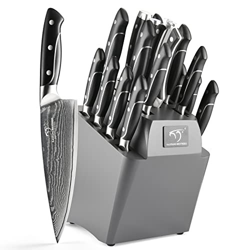18 Pieces Damascus Kitchen Knife Set, 8 Piece Steak Knives