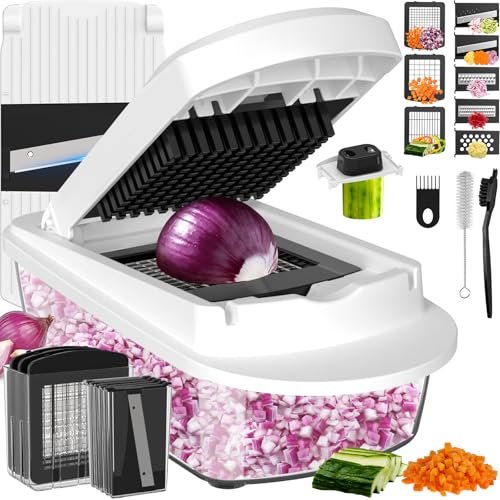 8 Blade All-in-1 Vegetable Chopper Mandoline Slicer with...