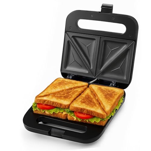 OVENTE Electric Sandwich Maker with Non-Stick Plates, Black...