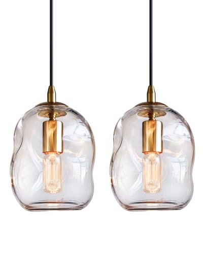 CASAMOTION Pendant Lights Kitchen Island 2 Pack Clear Glass...