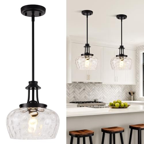 Modern Pendant Lights Kitchen Island, Matte Black Hammered...