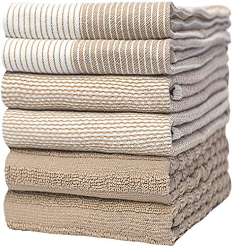 Premium Kitchen Towels (20”x 28”, 6 Pack) Absorbent Tan...