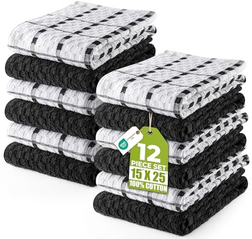 Utopia Towels - Kitchen Towels 12 Pack, Absorbent Cotton...