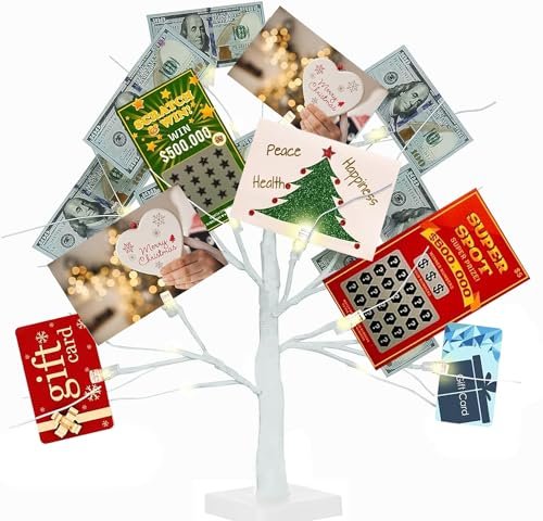 Money Tree Gift Holder, 2FT 24 LED White Birch Tree