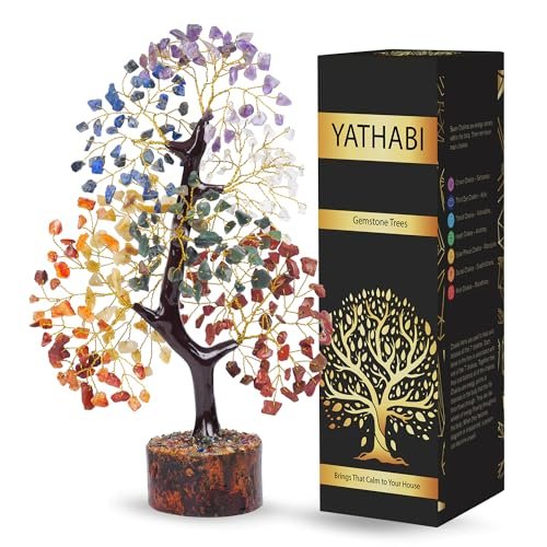YATHABI 7 Chakra Tree of Life Decor Crystal Bonsai Tree