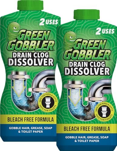 Green Gobbler Drain Clog Dissolver | Powerful Liquid 2 Pack